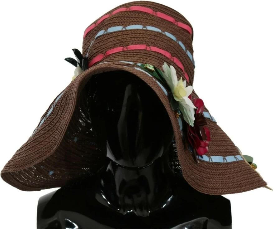 Dolce & Gabbana Elegante bloemen floppy hoed met brede rand Brown Dames - Foto 3