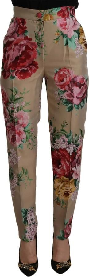 Dolce & Gabbana Beige Floral Dress Formal High Waist Pants Beige Dames - Foto 8