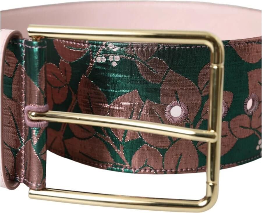 Dolce & Gabbana Bloemen Jacquard Lurex Riem met Gouden Gesp Multicolor Dames - Foto 4