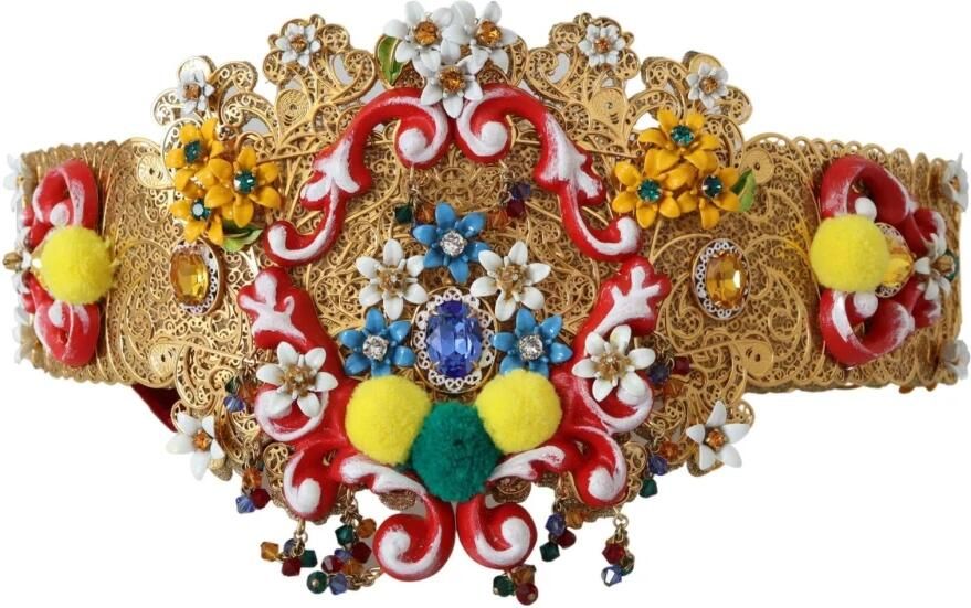 Dolce & Gabbana Bloemen Kristal Taille Riem Goud Multicolor Dames - Foto 6