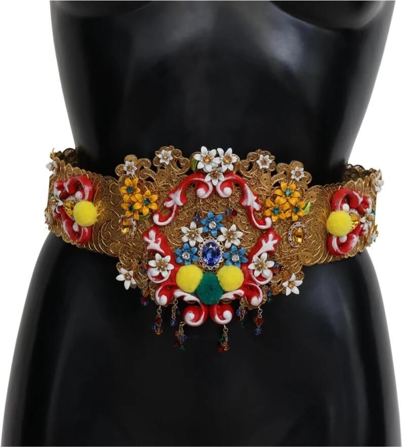 Dolce & Gabbana Bloemen Kristal Taille Riem Goud Multicolor Dames - Foto 2