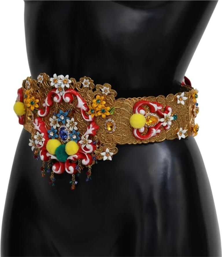 Dolce & Gabbana Bloemen Kristal Taille Riem Goud Multicolor Dames - Foto 3
