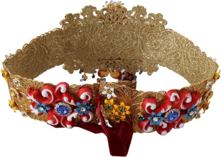 Dolce & Gabbana Bloemen Kristal Taille Riem Goud Multicolor Dames - Foto 4