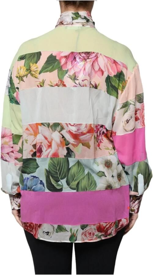 Dolce & Gabbana Bloemen Patchwork Ascot Kraag Zijden Top Multicolor Dames - Foto 4