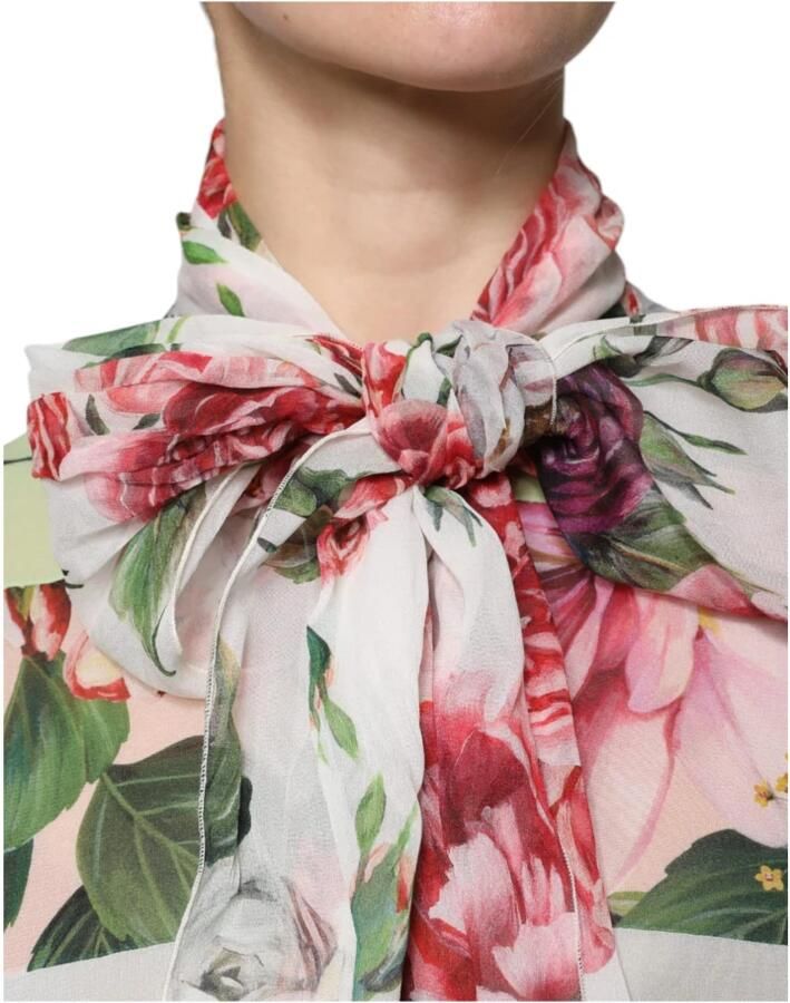 Dolce & Gabbana Bloemen Patchwork Ascot Kraag Zijden Top Multicolor Dames - Foto 2