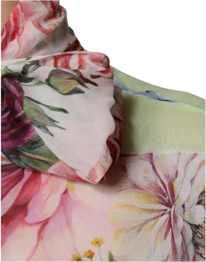 Dolce & Gabbana Bloemen Patchwork Ascot Kraag Zijden Top Multicolor Dames - Foto 3