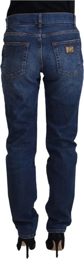 Dolce & Gabbana Zwarte Bloemen Kant Skinny Denim Jeans Blue Dames - Foto 8