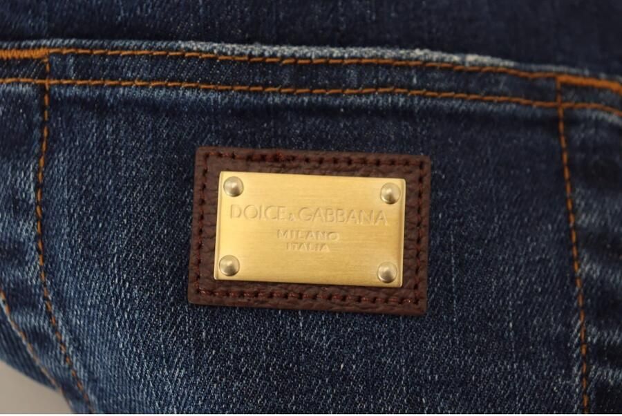 Dolce & Gabbana Zwarte Bloemen Kant Skinny Denim Jeans Blue Dames - Foto 3