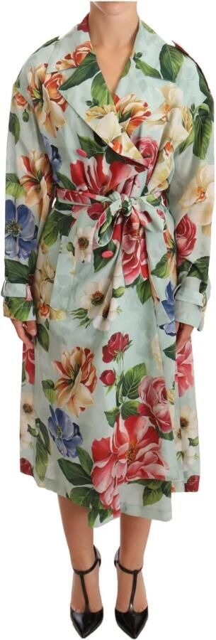 D&G Mantel D&G Trenchcoat met bloemenprint Lange mouwen jas met ceintuur