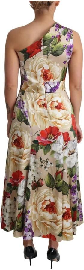 Dolce & Gabbana Elegant Bloemen Zijden One-Shoulder Maxi Jurk Multicolor Dames - Foto 4