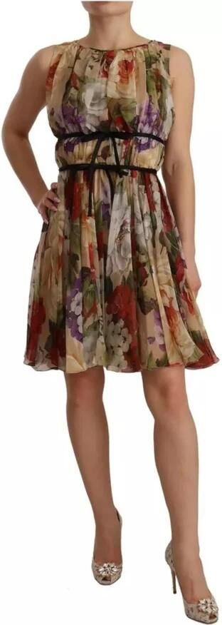 Dolce & Gabbana Beige Floral Sleeveless Round Neck Mini Dress Meerkleurig Dames - Foto 7