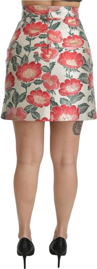 Dolce & Gabbana White Green Red Floral High Waist Mini Skirt Meerkleurig Dames - Foto 2