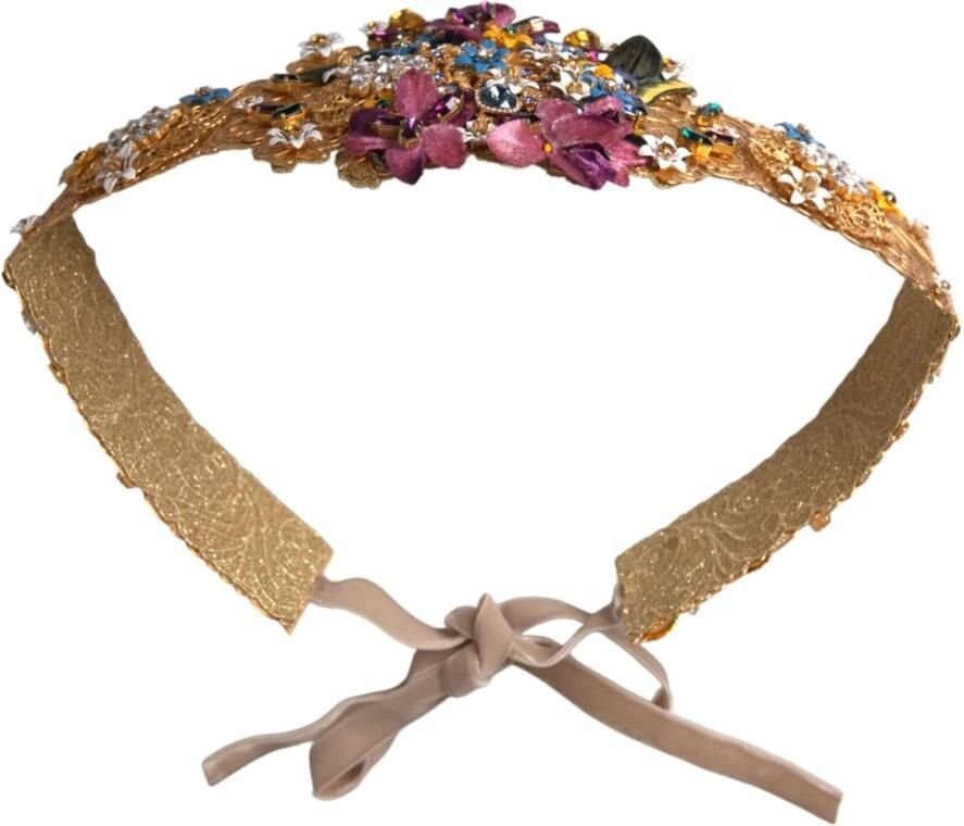 Dolce & Gabbana Bloemkristal versierde brede taille riem Multicolor Dames