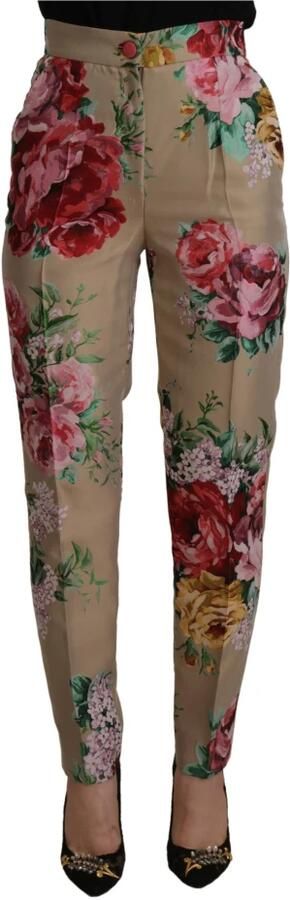 Dolce & Gabbana Beige Floral Dress Formal High Waist Pants Beige Dames - Foto 8