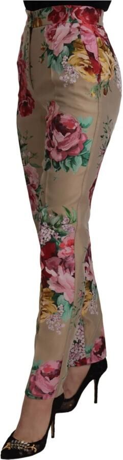 Dolce & Gabbana Beige Floral Dress Formal High Waist Pants Beige Dames - Foto 7