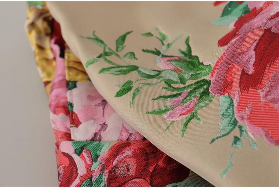 Dolce & Gabbana Beige Floral Dress Formal High Waist Pants Beige Dames