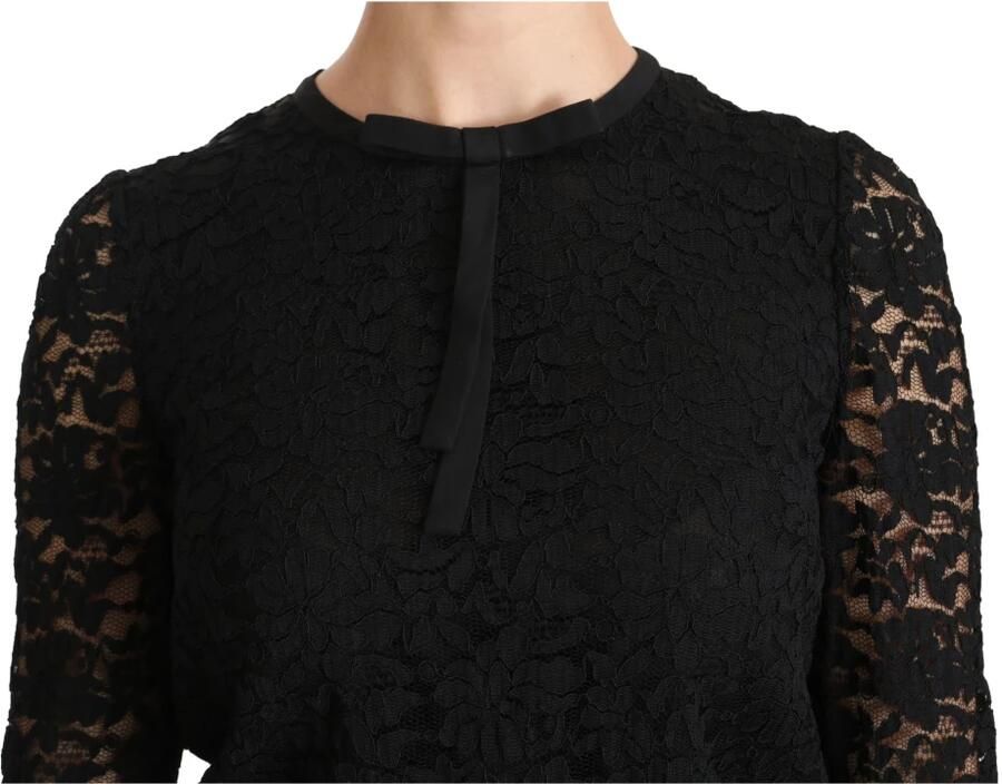 Dolce & Gabbana Elegante Zwarte Bloemenkanten Blouse Top Black Dames - Foto 7