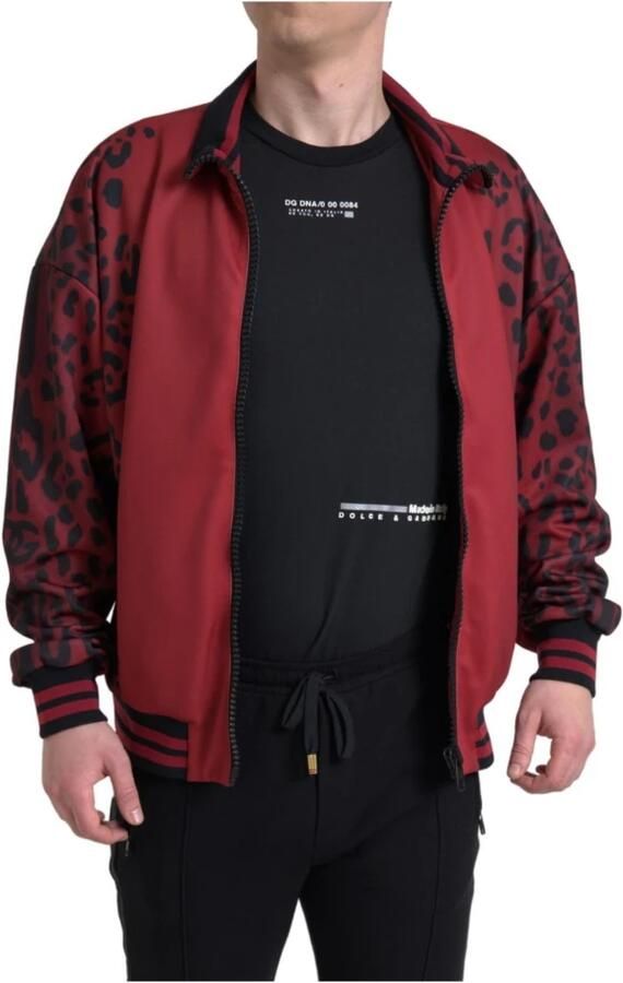 Dolce & Gabbana Rode Luipaardprint Bomberjack Red Heren - Foto 4