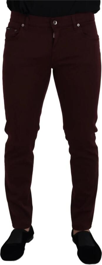 Dolce & Gabbana Bordeaux Slim Fit Jeans Italiaanse Luxe Brown Heren - Foto 8