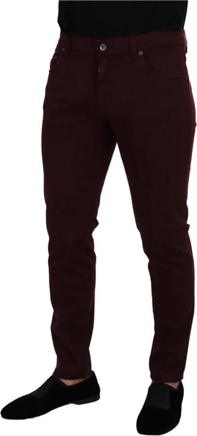 Dolce & Gabbana Bordeaux Slim Fit Jeans Italiaanse Luxe Brown Heren - Foto 6