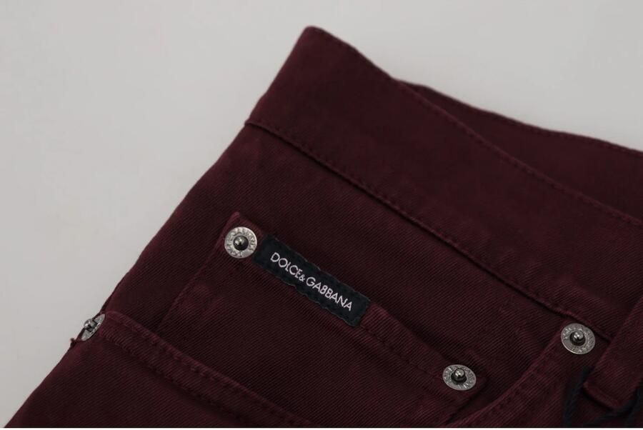 Dolce & Gabbana Bordeaux Slim Fit Jeans Italiaanse Luxe Brown Heren - Foto 2