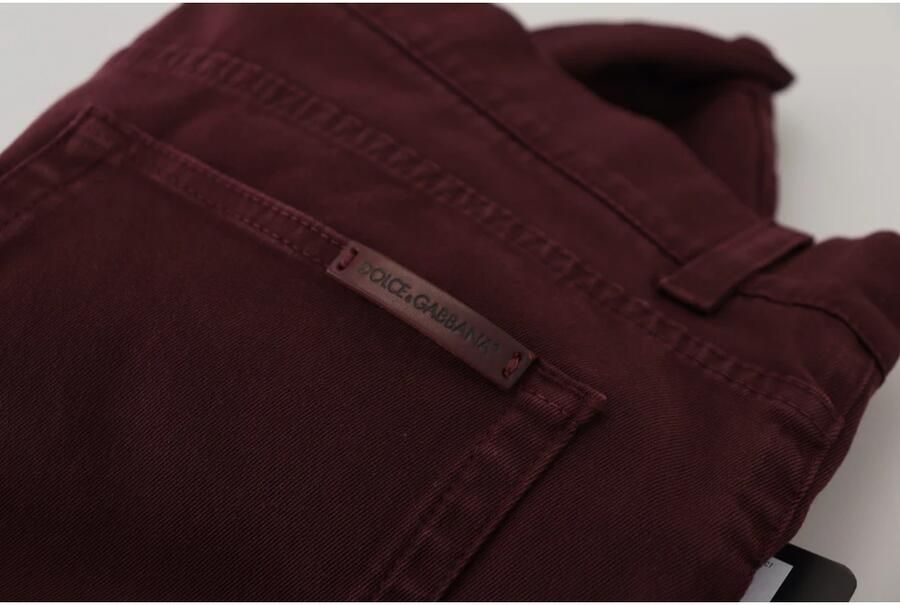 Dolce & Gabbana Bordeaux Slim Fit Jeans Italiaanse Luxe Brown Heren