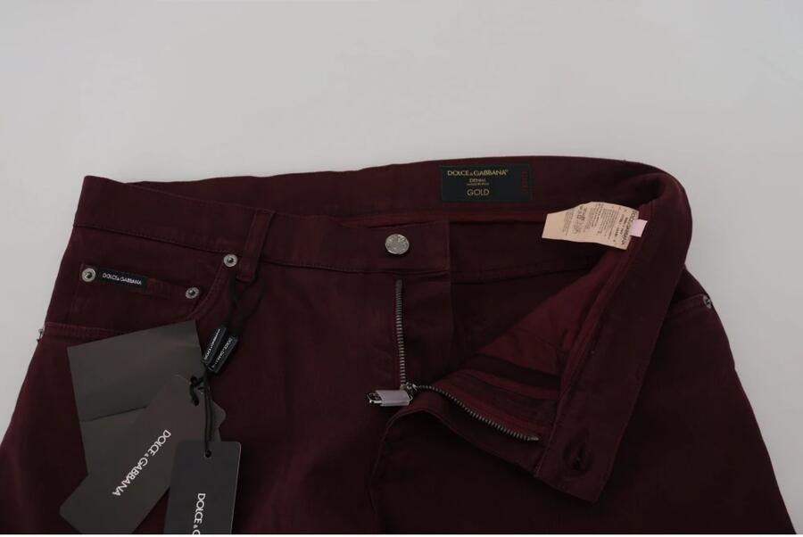 Dolce & Gabbana Bordeaux Slim Fit Jeans Italiaanse Luxe Brown Heren - Foto 3