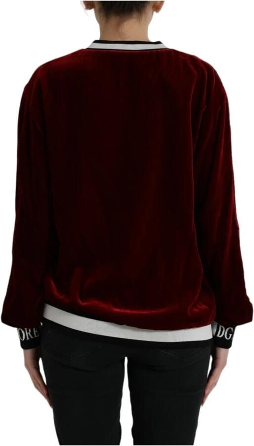 Dolce & Gabbana Bordeaux Velvet Ronde Hals Sweater Red Dames - Foto 4