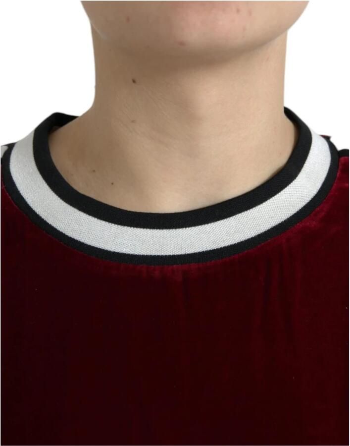 Dolce & Gabbana Bordeaux Velvet Ronde Hals Sweater Red Dames - Foto 2