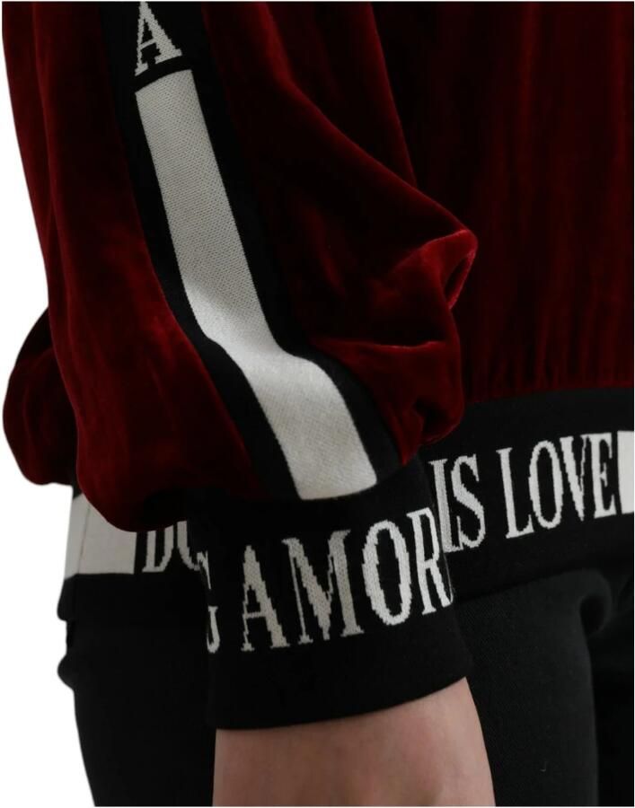 Dolce & Gabbana Bordeaux Velvet Ronde Hals Sweater Red Dames - Foto 3