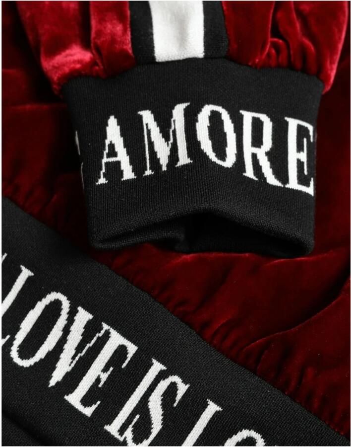 Dolce & Gabbana Bordeaux Velvet Ronde Hals Sweater Red Dames