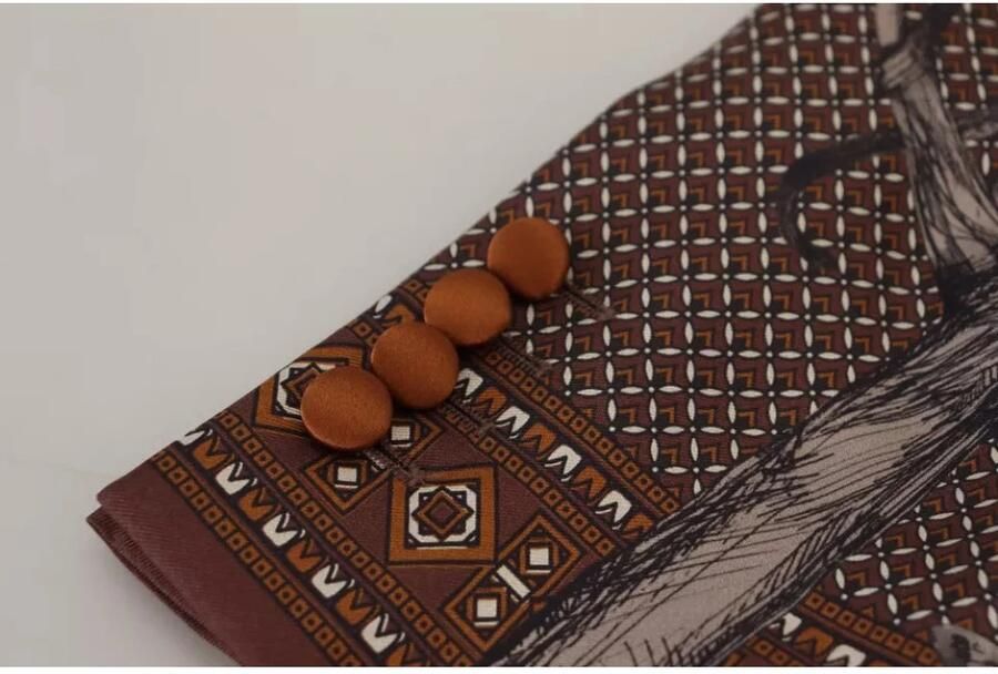 Dolce & Gabbana Bronze Monkey Print Silk Slim Jacket Blazer Brown Heren - Foto 3