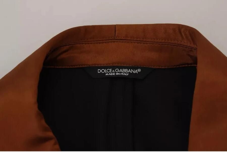 Dolce & Gabbana Bronze Monkey Print Silk Slim Jacket Blazer Brown Heren - Foto 4