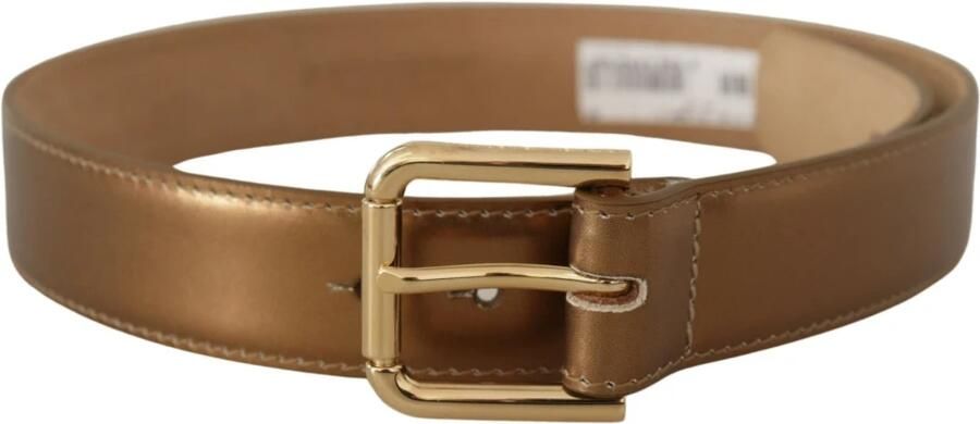 Dolce & Gabbana Bronzen Leren Riem met Gouden Gesp Yellow Unisex - Foto 4