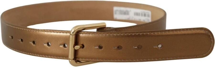 Dolce & Gabbana Bronzen Leren Riem met Gouden Gesp Yellow Unisex - Foto 3