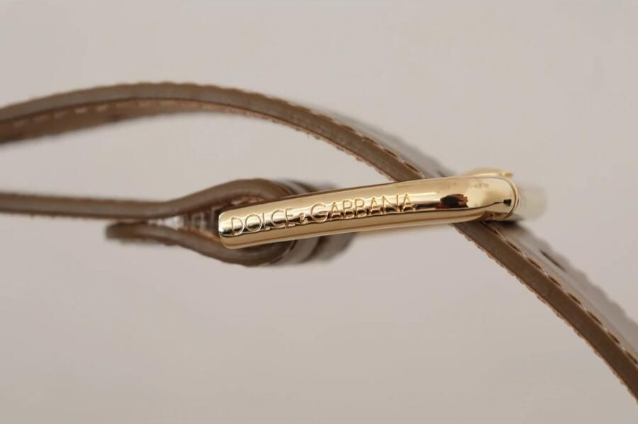 Dolce & Gabbana Bronzen Leren Riem met Gouden Gesp Yellow Unisex - Foto 2