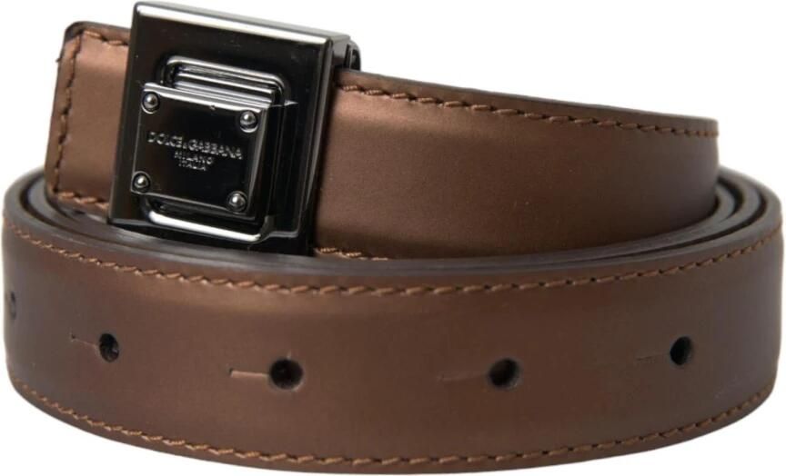 Dolce & Gabbana Bronzen Leren Vierkante Metalen Riem Brown Dames - Foto 6