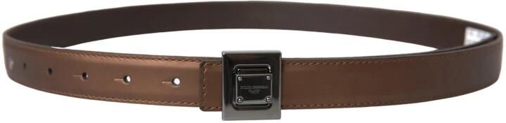 Dolce & Gabbana Bronzen Leren Vierkante Metalen Riem Brown Dames - Foto 5