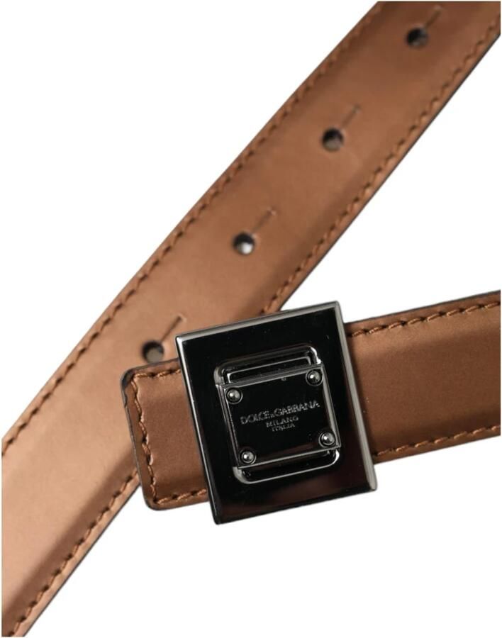 Dolce & Gabbana Bronzen Leren Vierkante Metalen Riem Brown Dames - Foto 3