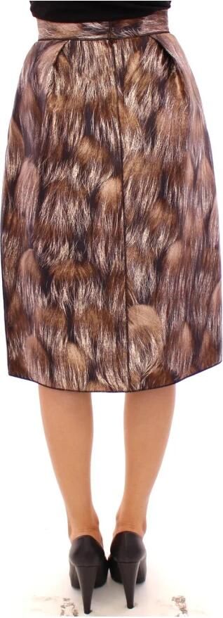Dolce & Gabbana Brown Floral Silk Straight Full Skirt Bruin Dames - Foto 4