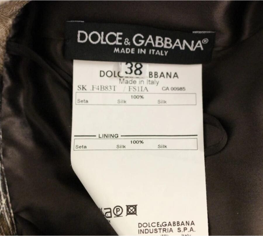 Dolce & Gabbana Brown Floral Silk Straight Full Skirt Bruin Dames