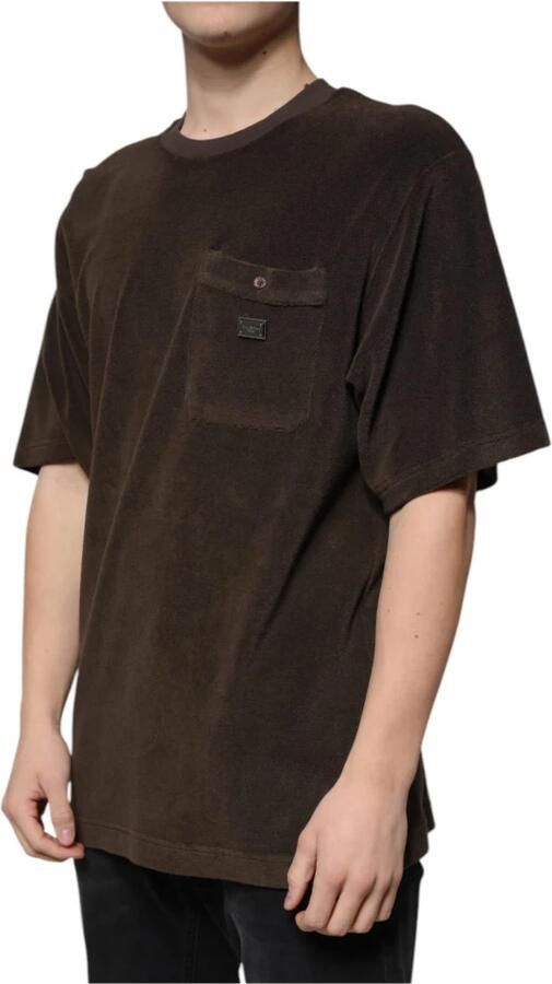 Dolce & Gabbana Bruin Katoenen Crew Neck T-shirt Brown Heren