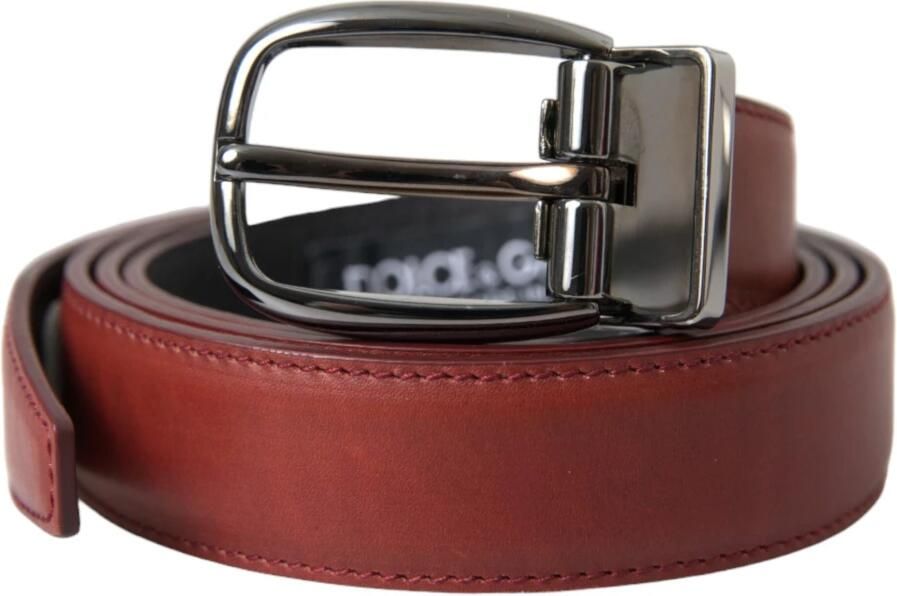 Dolce & Gabbana Bruin Leer Zilveren Gesp Riem Mannen Brown Unisex - Foto 4