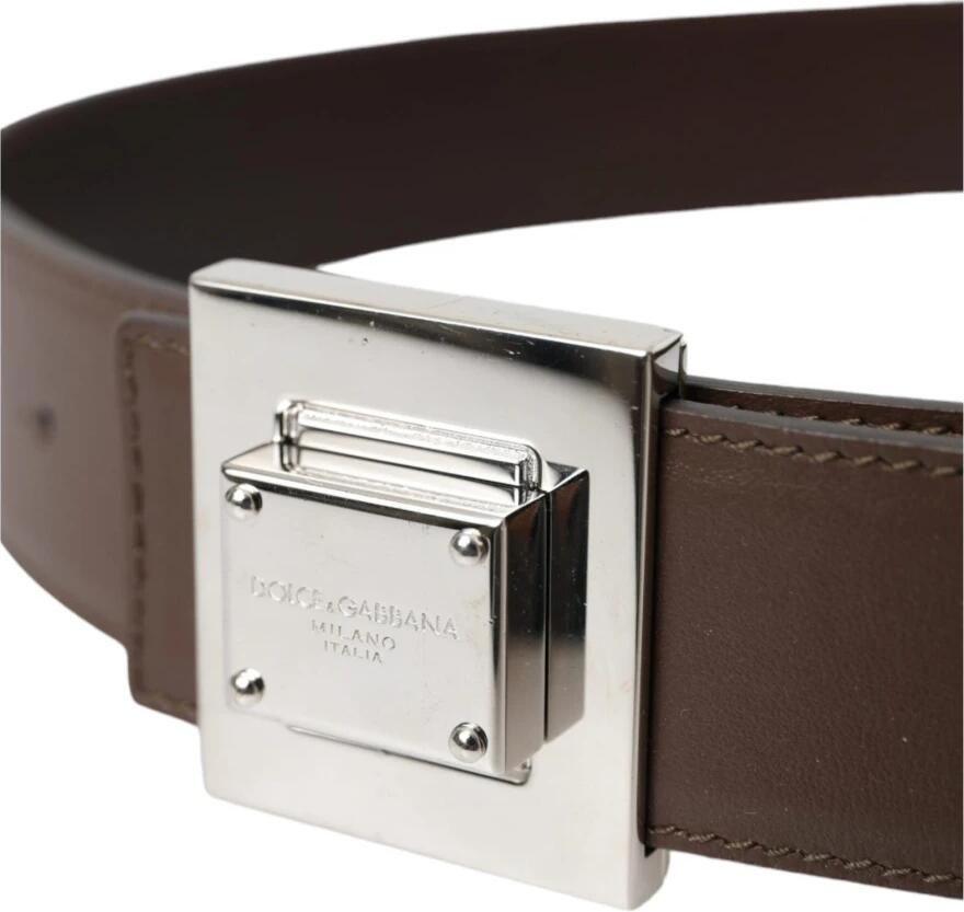 Dolce & Gabbana Bruin Leren Riem met Metalen Gesp Brown Dames