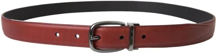 Dolce & Gabbana Bruin Leer Zilveren Gesp Riem Mannen Brown Unisex - Foto 6