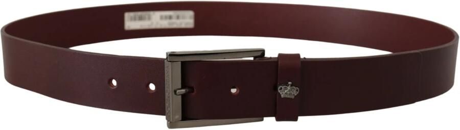 Dolce & Gabbana Bruin Leren Zilveren Metalen Kroon Gesp Riem Brown Heren - Foto 4
