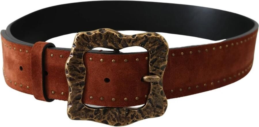 Dolce & Gabbana Elegante Suède Riem met Gouden Studs Brown Heren - Foto 3