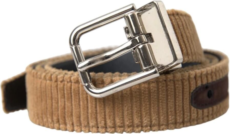 Dolce & Gabbana Bruin Velvet Metalen Gesp Riem Mannen Brown Heren - Foto 4