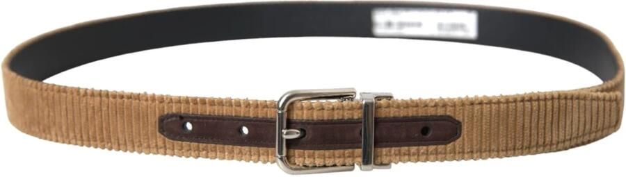 Dolce & Gabbana Bruin Velvet Metalen Gesp Riem Mannen Brown Heren - Foto 3