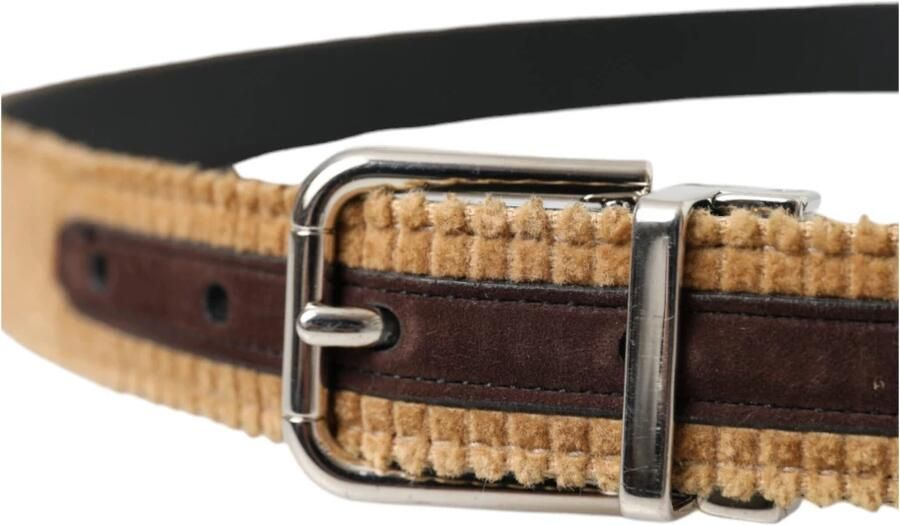 Dolce & Gabbana Bruin Velvet Metalen Gesp Riem Mannen Brown Heren - Foto 2